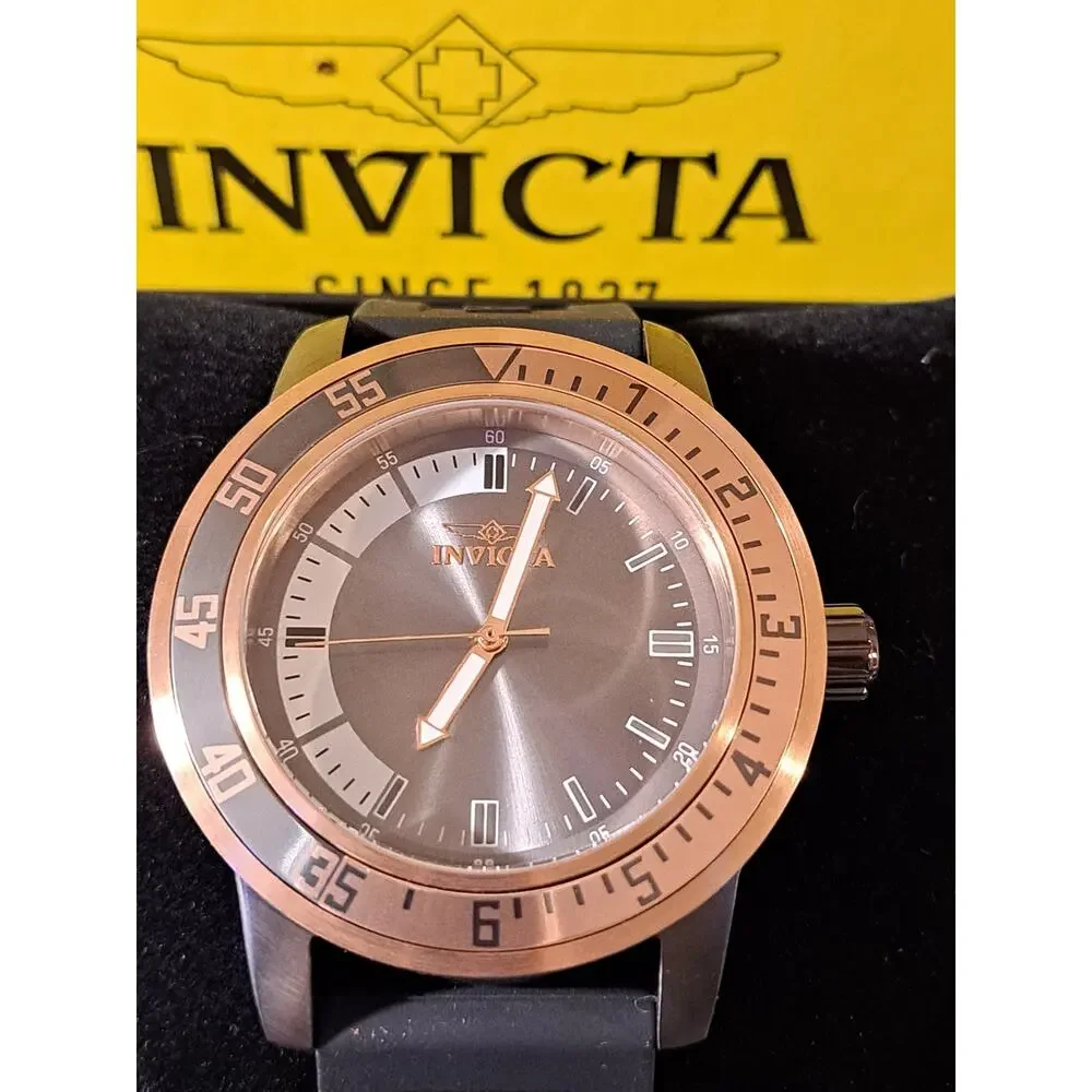 INVICTA Specialty Men's Watch 45mm 35687 Black Silicone Band Two Tone Bezel